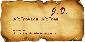 Járovics Dénes névjegykártya